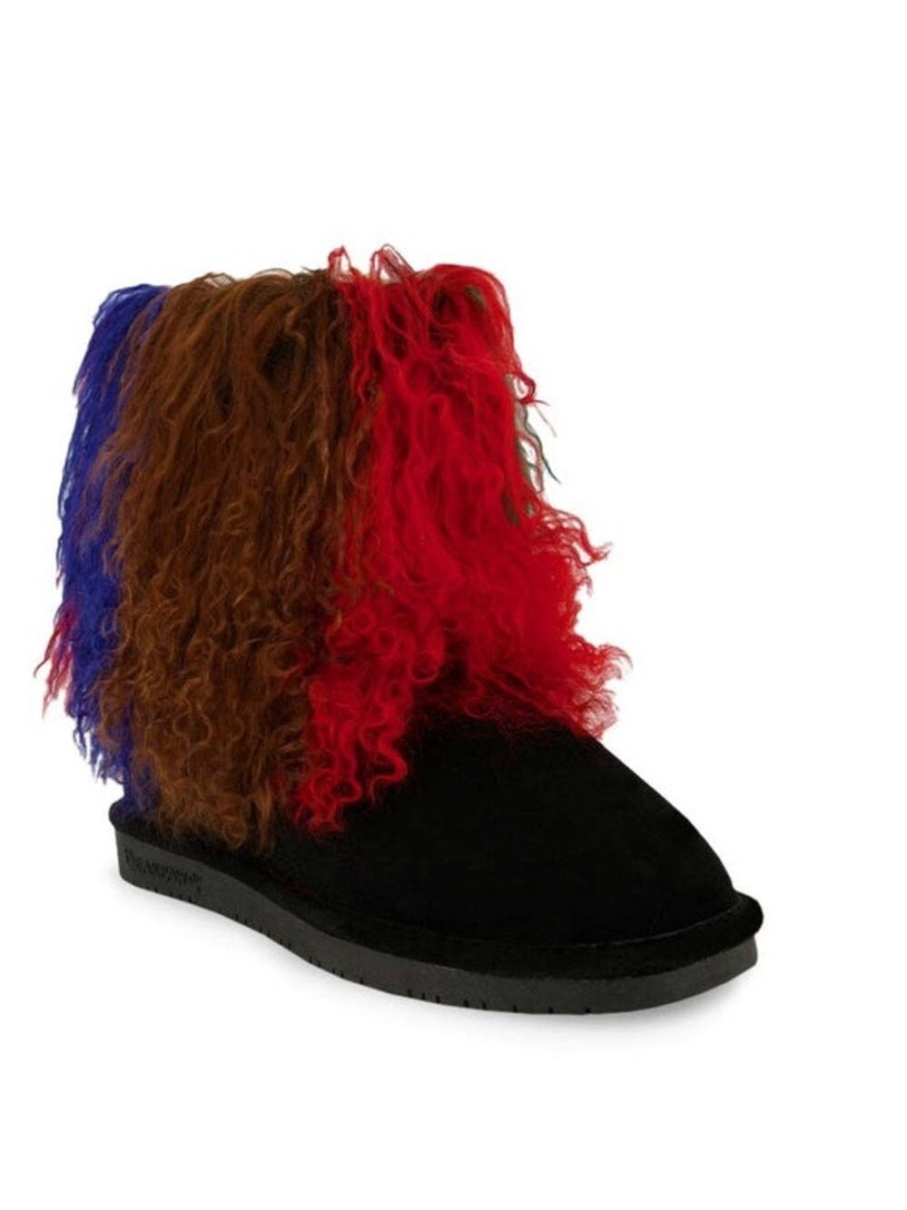 New Bearpaw Boo Boots Genuine Leather Suede Long Fur Sheepskin Black Size 10